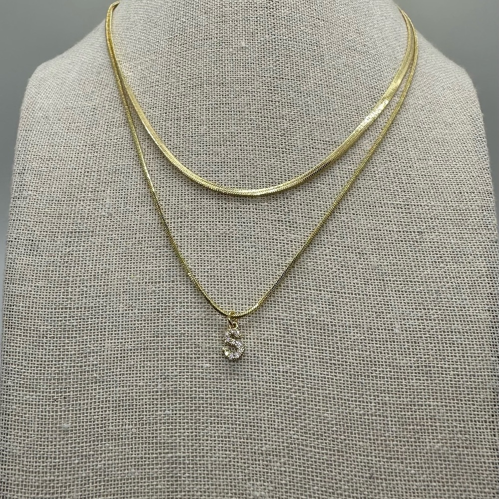 Double Layer Pendant Letter Necklaces in Gold Plated Stainless Steel - Picture 13 of 15